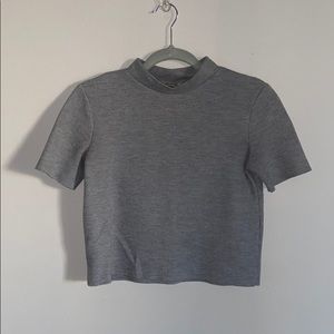 Gray Turtleneck Crop Top